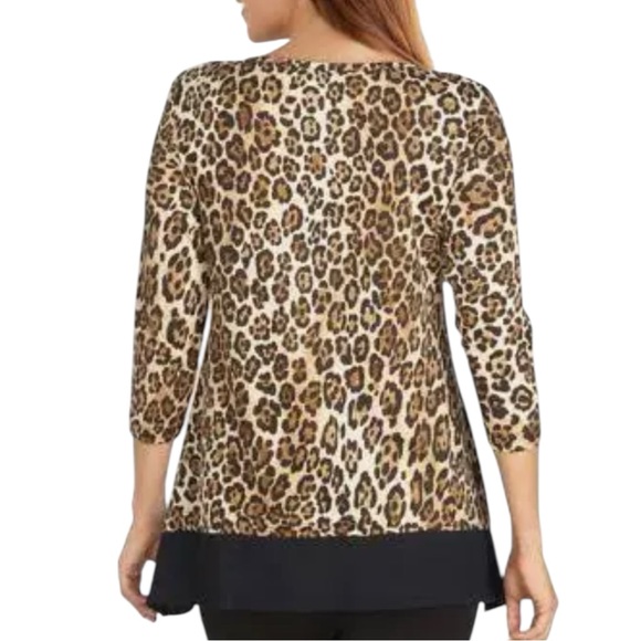 RUBY RD 3/4 Sleeve Cheetah Print Handkerchief Sharkbite Tunic Top 3X - Picture 8 of 13